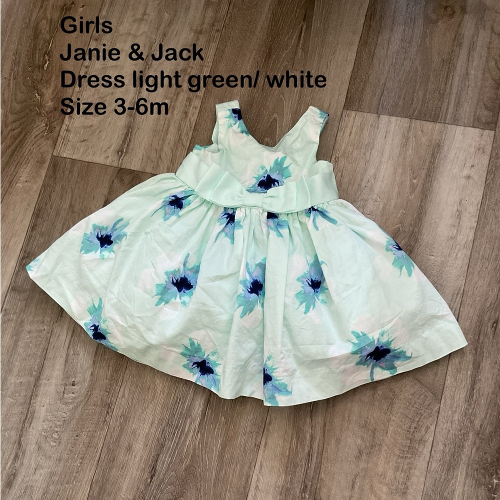 Janie and Jack Light Green Floral Dress plus Bundle 3-6M